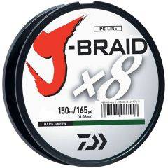 Daiwa J-Braid X8 Strand Line 8lb 150M Dk Green JB8U8-150DG