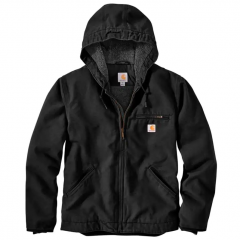 Carhartt Men's Relaxed Fit Washed Duck Sherpa-Lined Jacket  Black 104392-BLK 