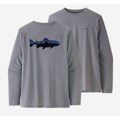 Patagonia Long Sleeve Cool Fish Graphic Shirt Size 2XL 52147-FTGY-2XL 