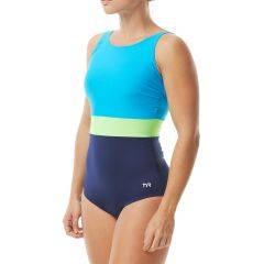 TYR Women's Splice Belted Controlfit Swim Blue/Multi Size 10 TBESOL7A-461-10 