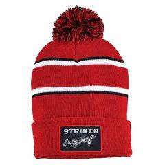 Striker Men's Ice Striped Pom Hat Red/White One Size  504210 