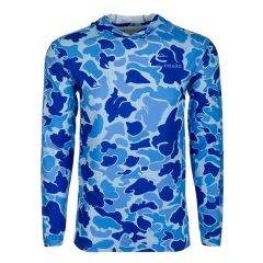 Drake Youth Long Sleeve Performance Hoodie Print - Old School Surfing Blue DS1915-043 