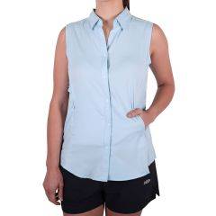 Aftco Women's Wrangle Sleeveless Button Down Shirt Sky Blue