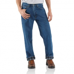 Carhartt Men's Relaxed Fit Heavyweight Flannel Lined 5 Pocket Jean Darkstone B172-DST 