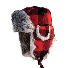 Eskimo Ice Fishing Gear Plaid Alaskan Fur Hat 277 