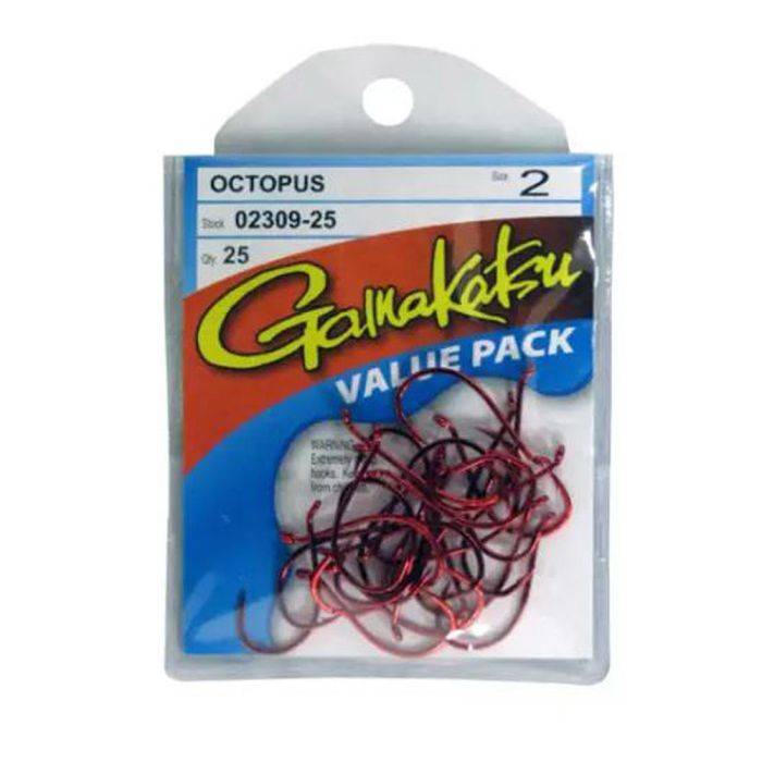 Gamakatsu 0230925 089726071761 Gamakatsu 02309-25 Octopus Hk Size 2 Red  25/Pk 0230925